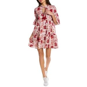 Brand New Jude Connally Maria Pink & White Floral Dress - Size Large